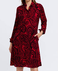 Foxcroft - Tammy Velvet Paisley Long Sleeve Dress