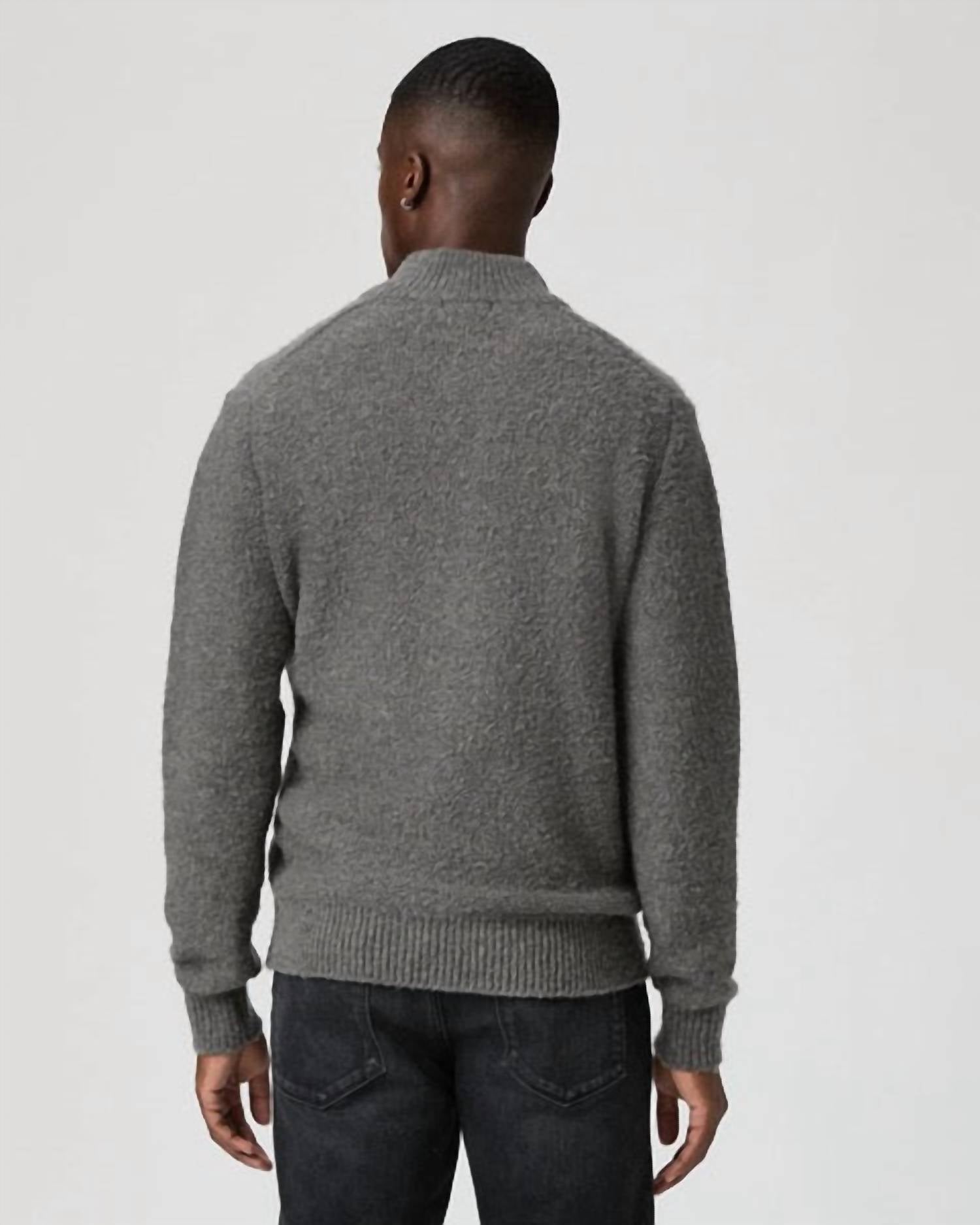 Paige Kotoni Snap Collar Sweater in dark grey - men's sweater - alternate view