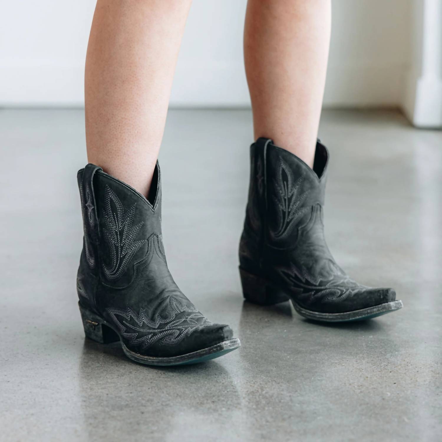 Lane Boots Women's Lexington Western Bootie in distressed black - women's shoe - view 9