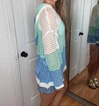Cozy Co. - Seaside Open Knit Hooded Top