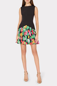 Milly - Haddy Tulip Rosette Pleated Mini Dress