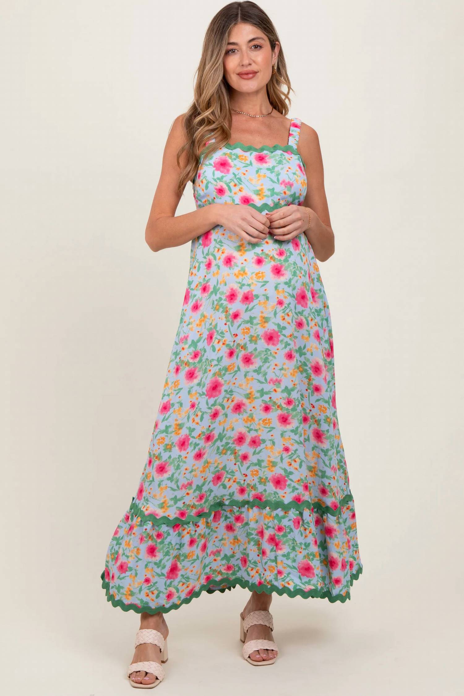 Easel - Rayon Ric Rack Midi Dress