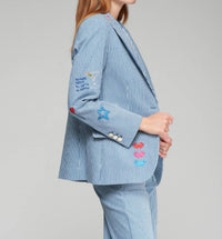 Vilagallo - Heather Embroidered Denim Raya Jacket