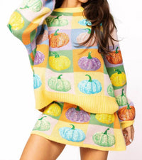 Queen Of Sparkles - Pastel Colorblock Sequin Pumpkin Sweater