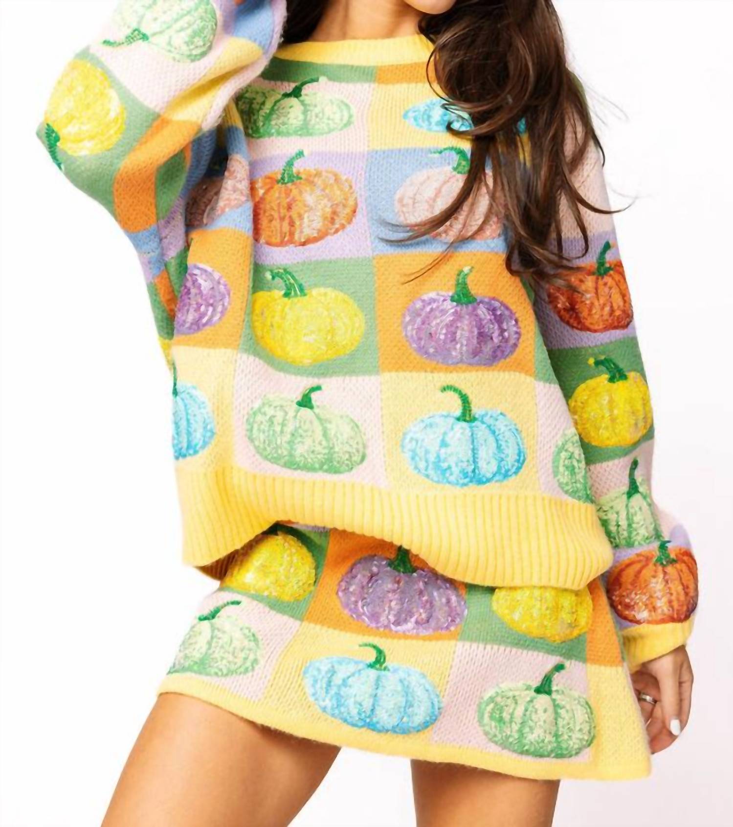 Queen Of Sparkles - Pastel Colorblock Sequin Pumpkin Sweater