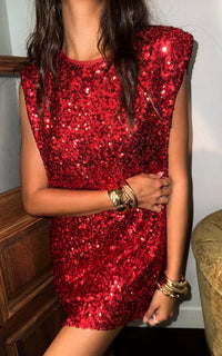 Beach Riot Mirabel Sequin Mini Dress in red - women's dress - view 4