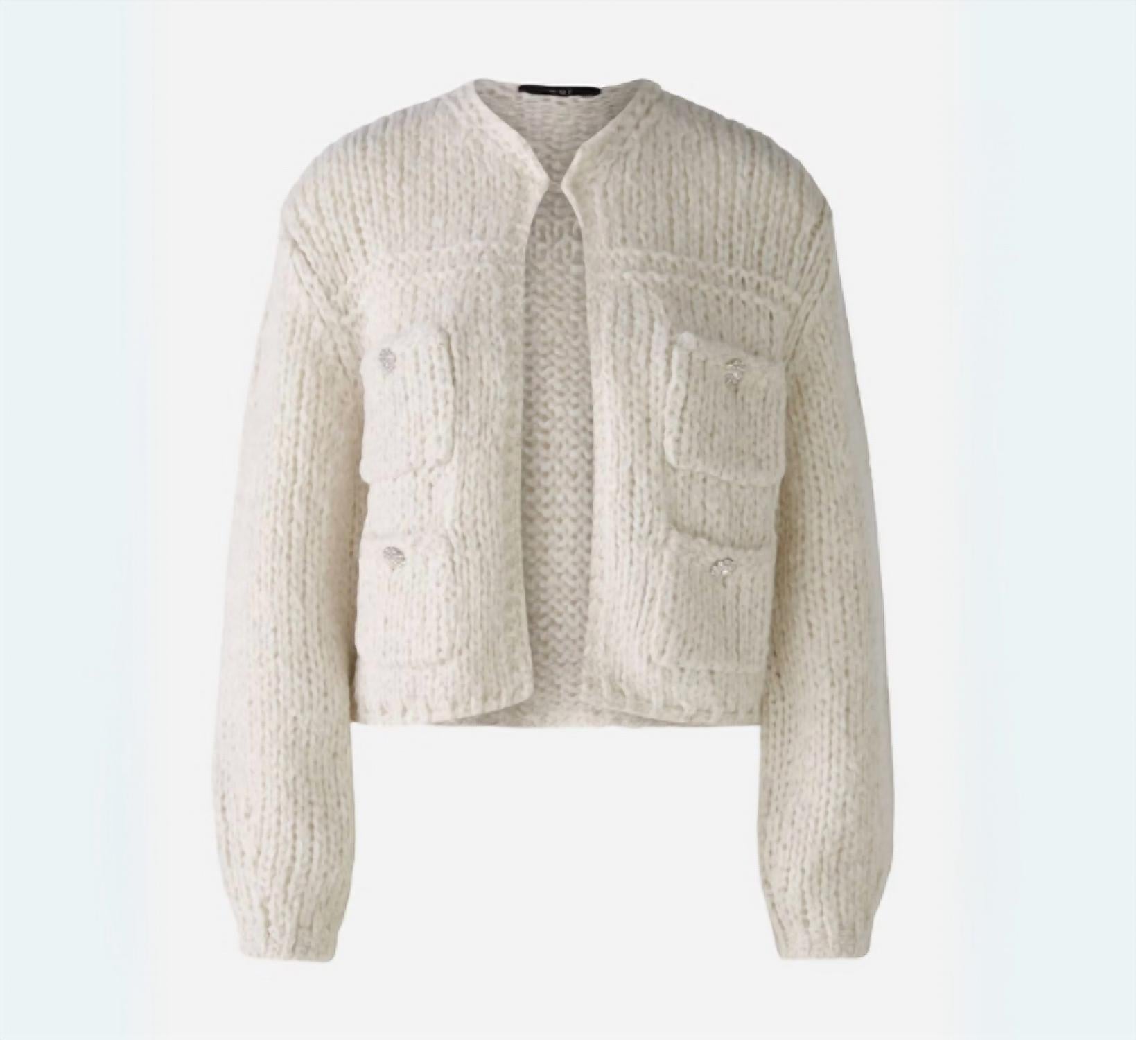 Oui - Wool Knit Jewel Buttons Cardigan