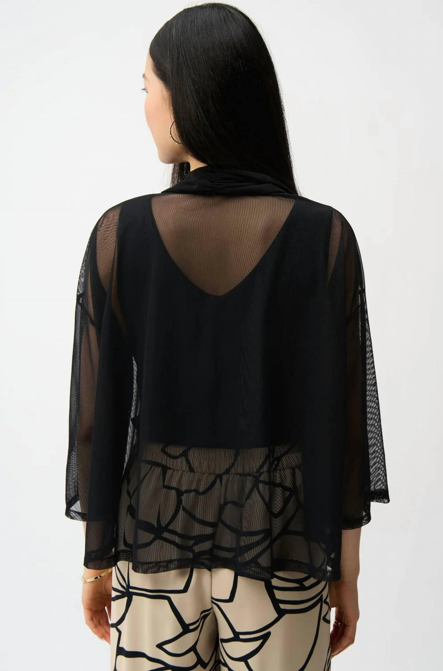 Joseph Ribkoff - Draped Open Front Three-Quarter Sleeves Cover Up