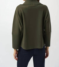 Joseph Ribkoff - Zipped Collar 3/4 Sleeves Boxy Sweater Top