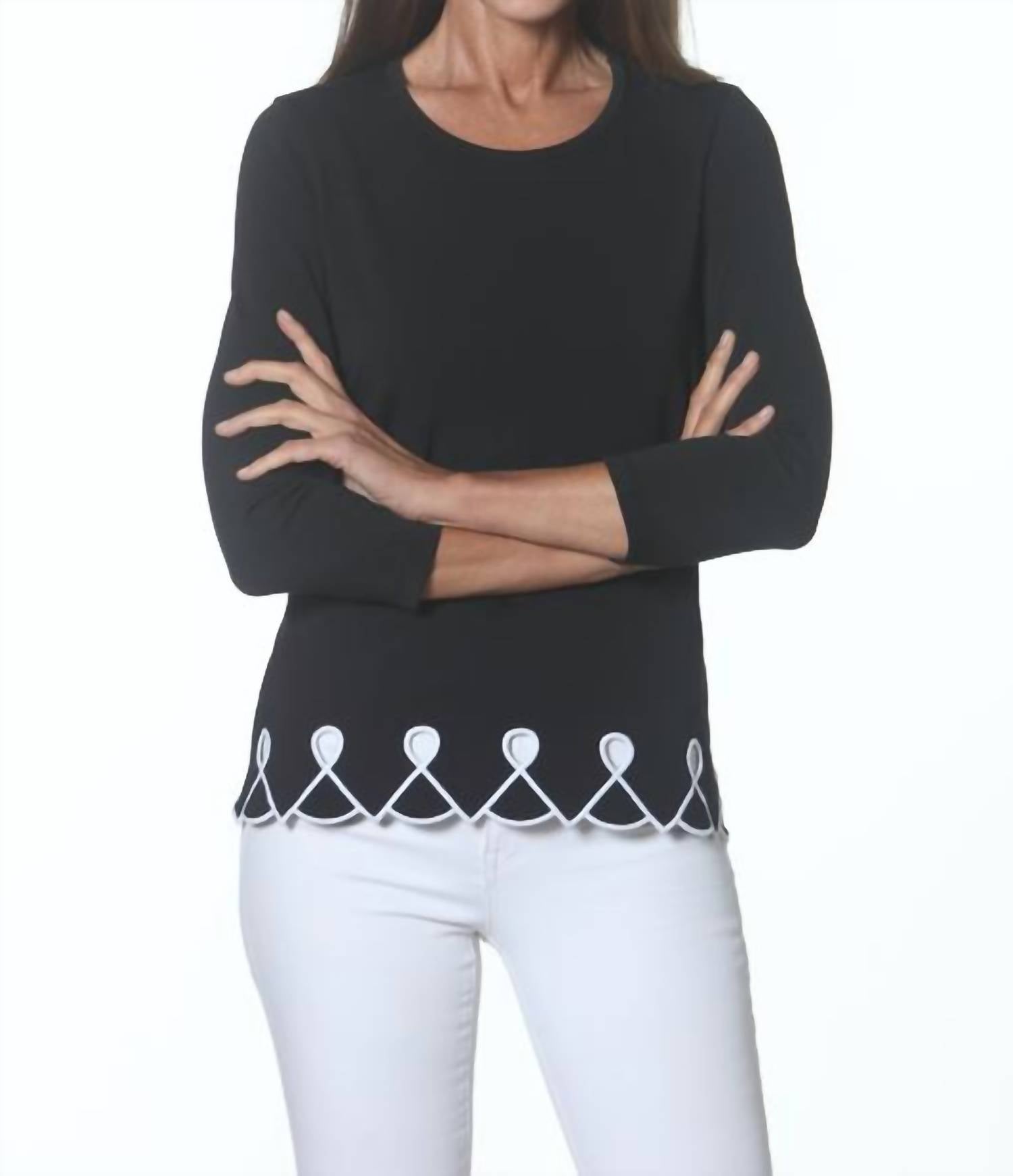 Eli - Embroidered Trim Top