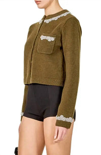 2.7 August Apparel - Jewel Embellished Cardigan