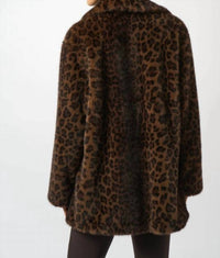 Joseph Ribkoff - Leopard Print Faux Fur Long Sleeve Coat