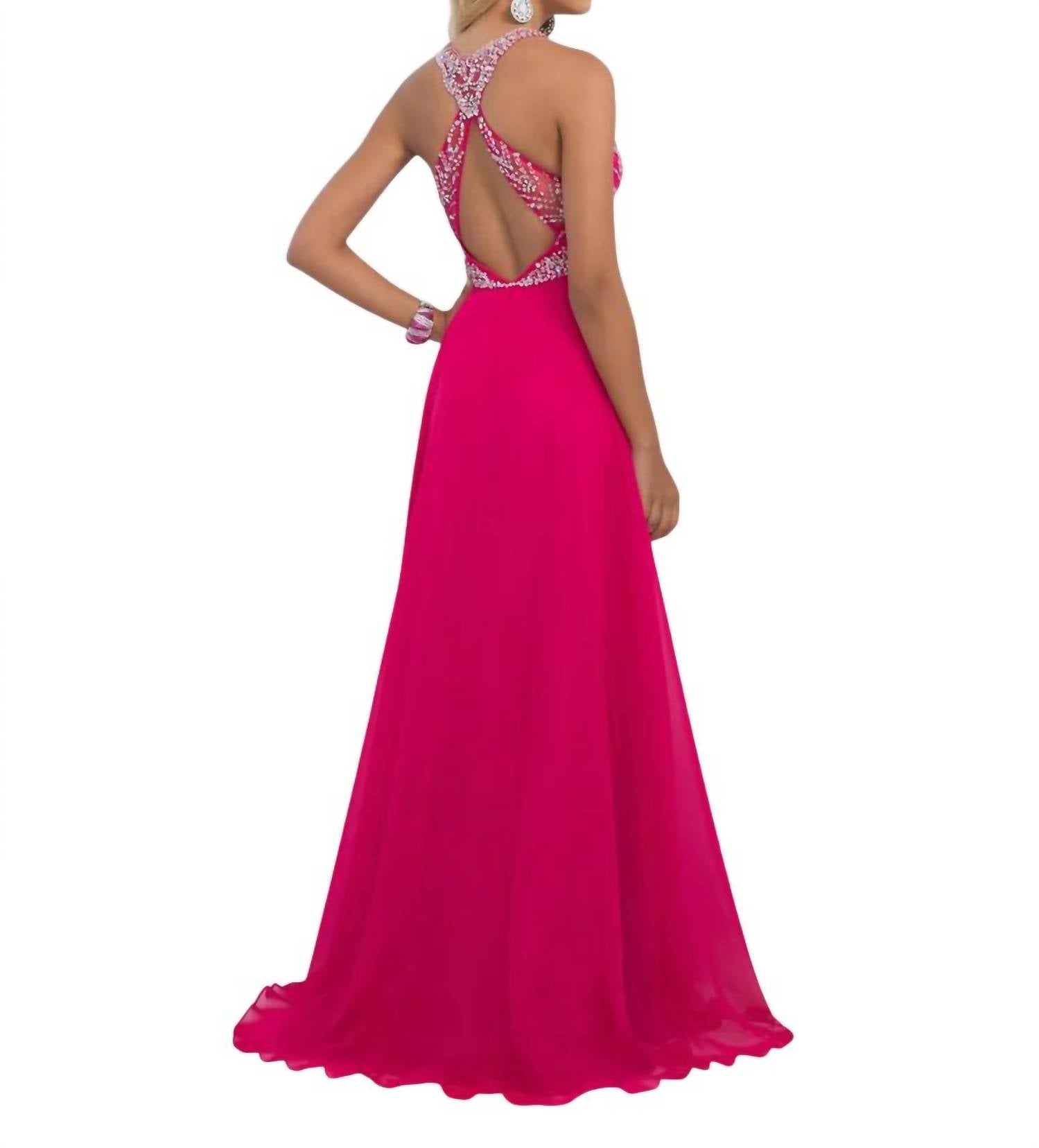 Blush Prom - Beaded Mesh Bodice Gown