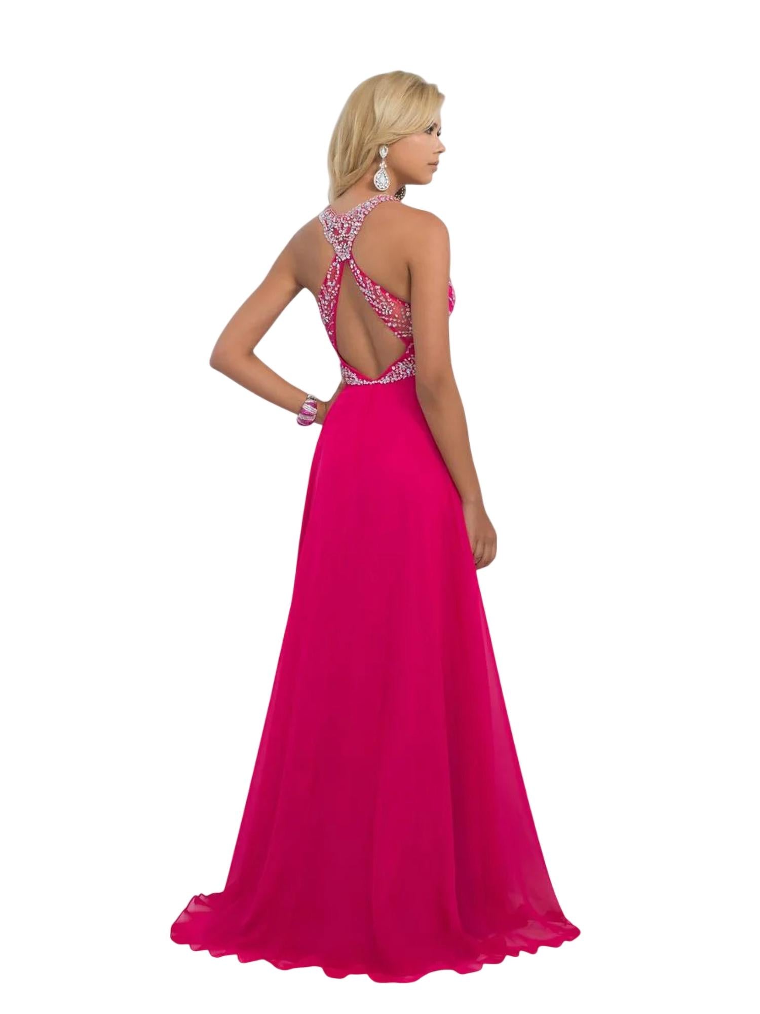 Blush Prom - Beaded Mesh Bodice Gown