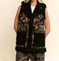 Davi & Dani - Floral Faux Fur Vest