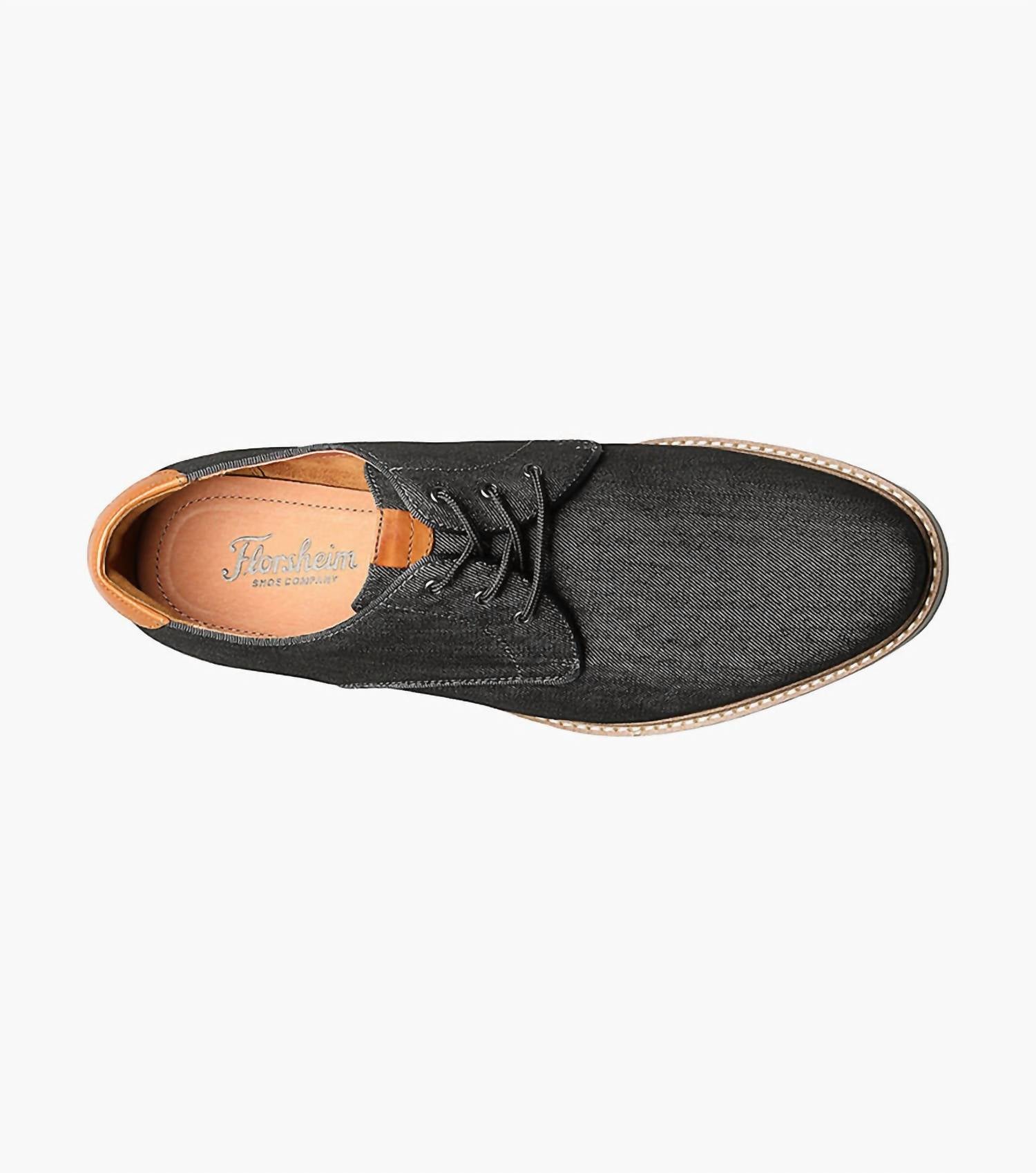 Florsheim Men's Highland Canvas Plain Toe Oxford Shoes in black - men's shoe - alternate view
