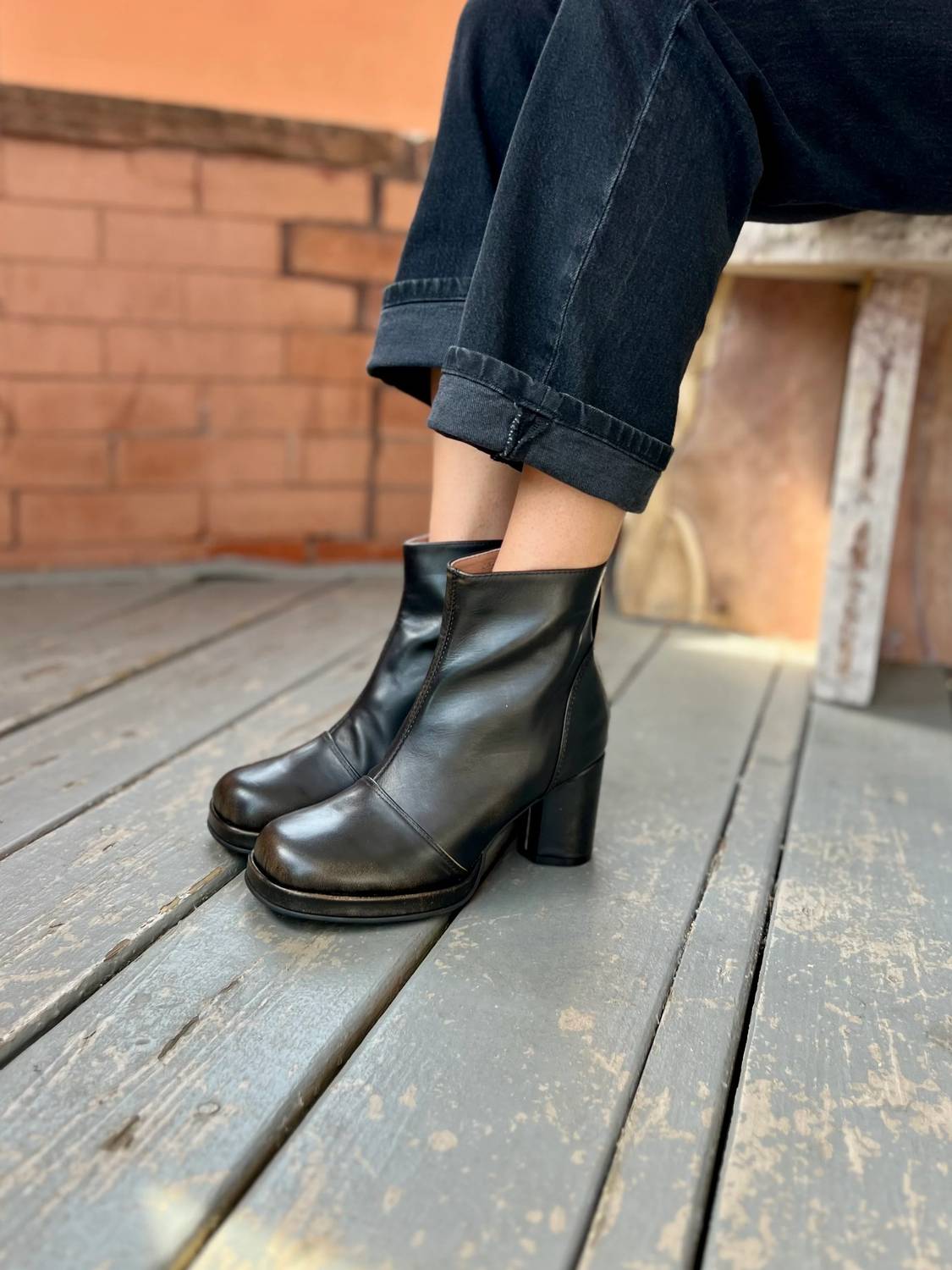 All Black - Women's Distressed Lady Ankle Boots