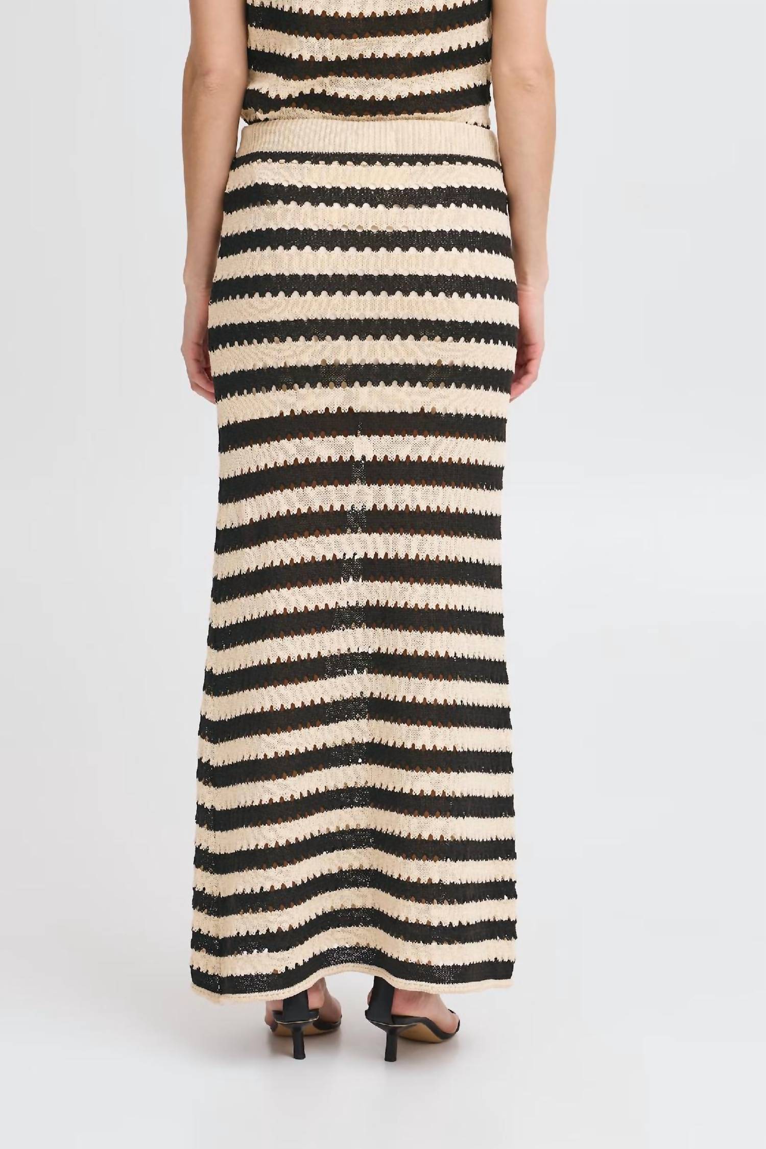 Ichi - Birdis Stripe Knit Maxi Skirt