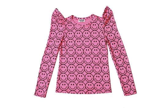 Mia - Girls' Smiley Puff Long Sleeve Top