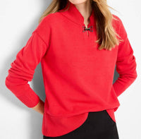 Nic + Zoe Cyra Cozy Riding Sweater in scarlet - women's sweater - detail view