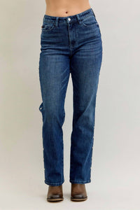 Judy Blue - High Waist Straight Studded Jeans