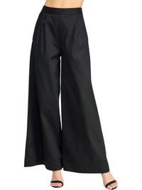Strut & Bolt - One-Shoulder Knotted Flower Bow Crop Top & Pleat Detail Wide Leg Twill Pants