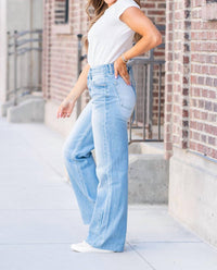 KanCan Laced Up Denim Jeans in light stone wash - women's jeans - detail view