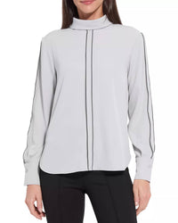 Lysse Lizandra Reversed Collar Blouse in pearl grey - women's blouse