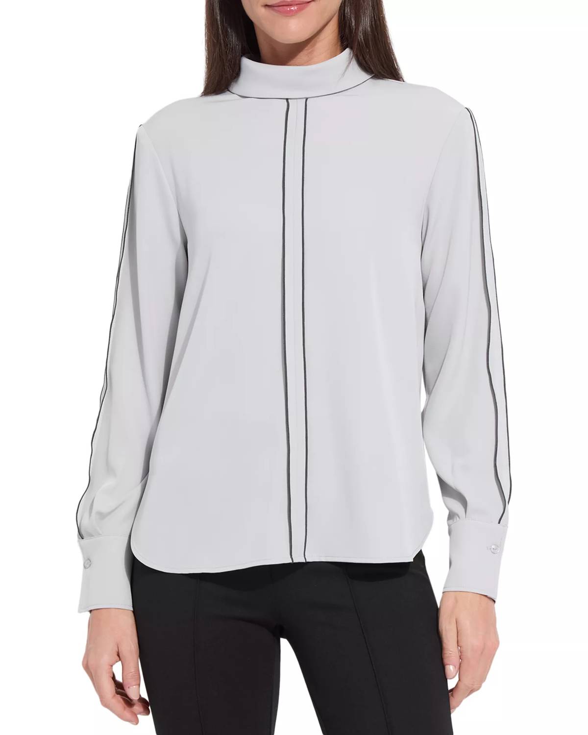 Lysse Lizandra Reversed Collar Blouse in pearl grey - women's blouse