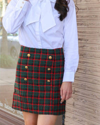 Prosperina Gardner Mini Skirt in check the halls - women's skirt