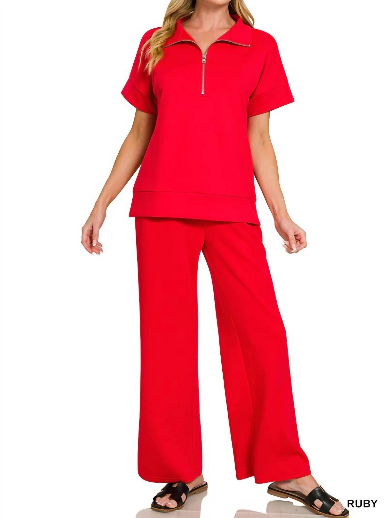 Zenana - Scuba Wide Leg Pants