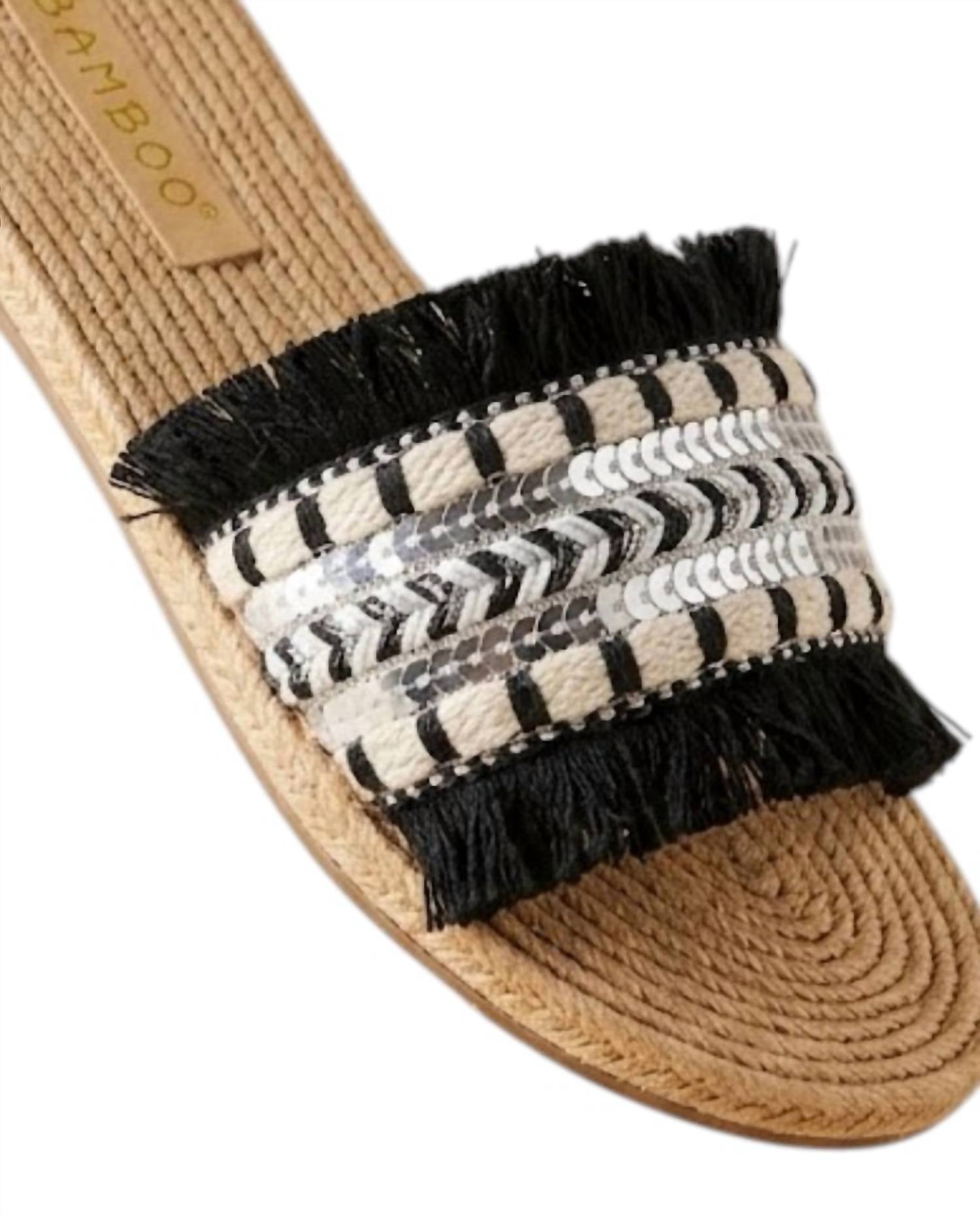 Bamboo Women's Cancun Slide in black - women's sandal - detail view