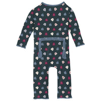 Kickee - Girl's Bamboo Print Muffin Ruffle Coverall with Snaps