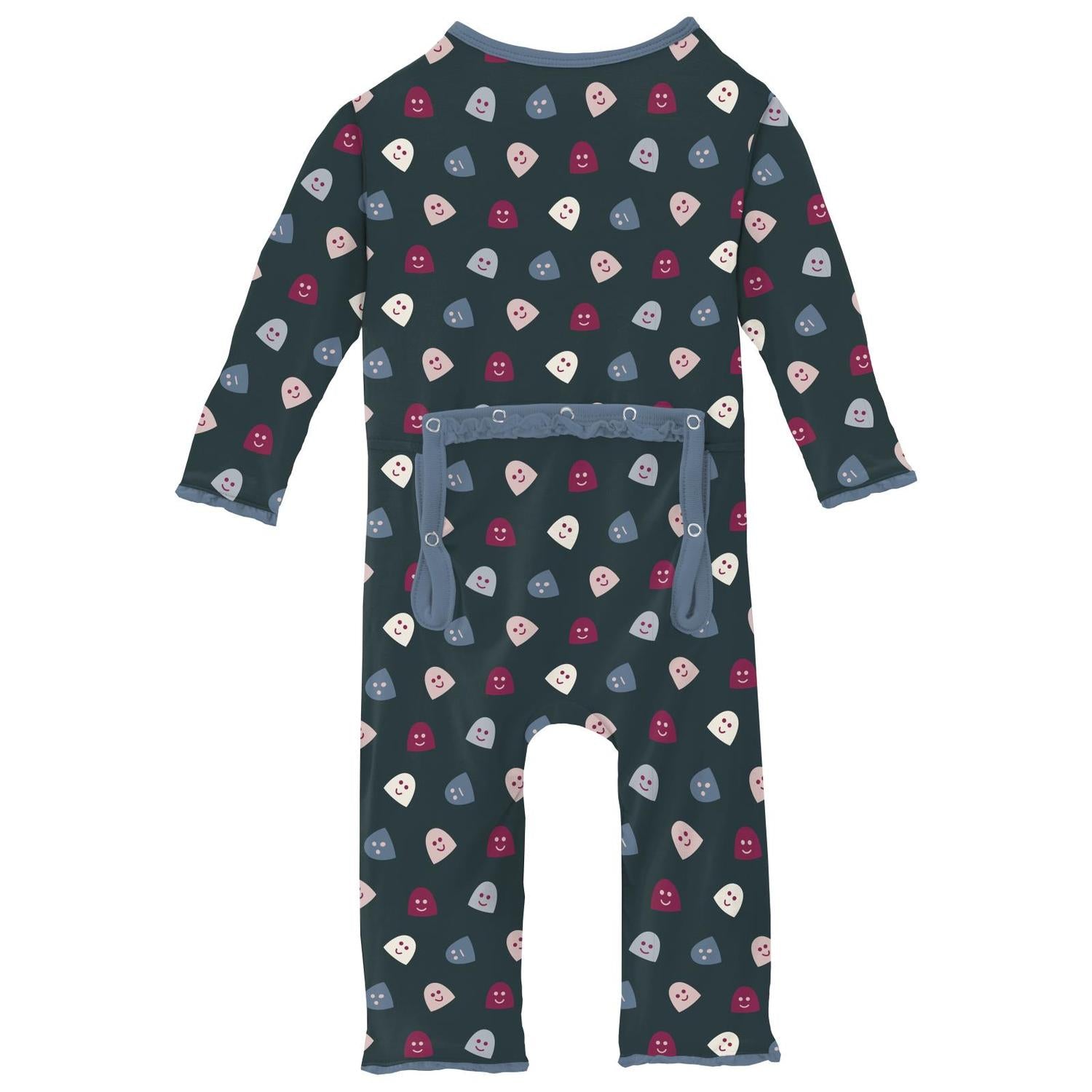 Kickee - Girl's Bamboo Print Muffin Ruffle Coverall with Snaps