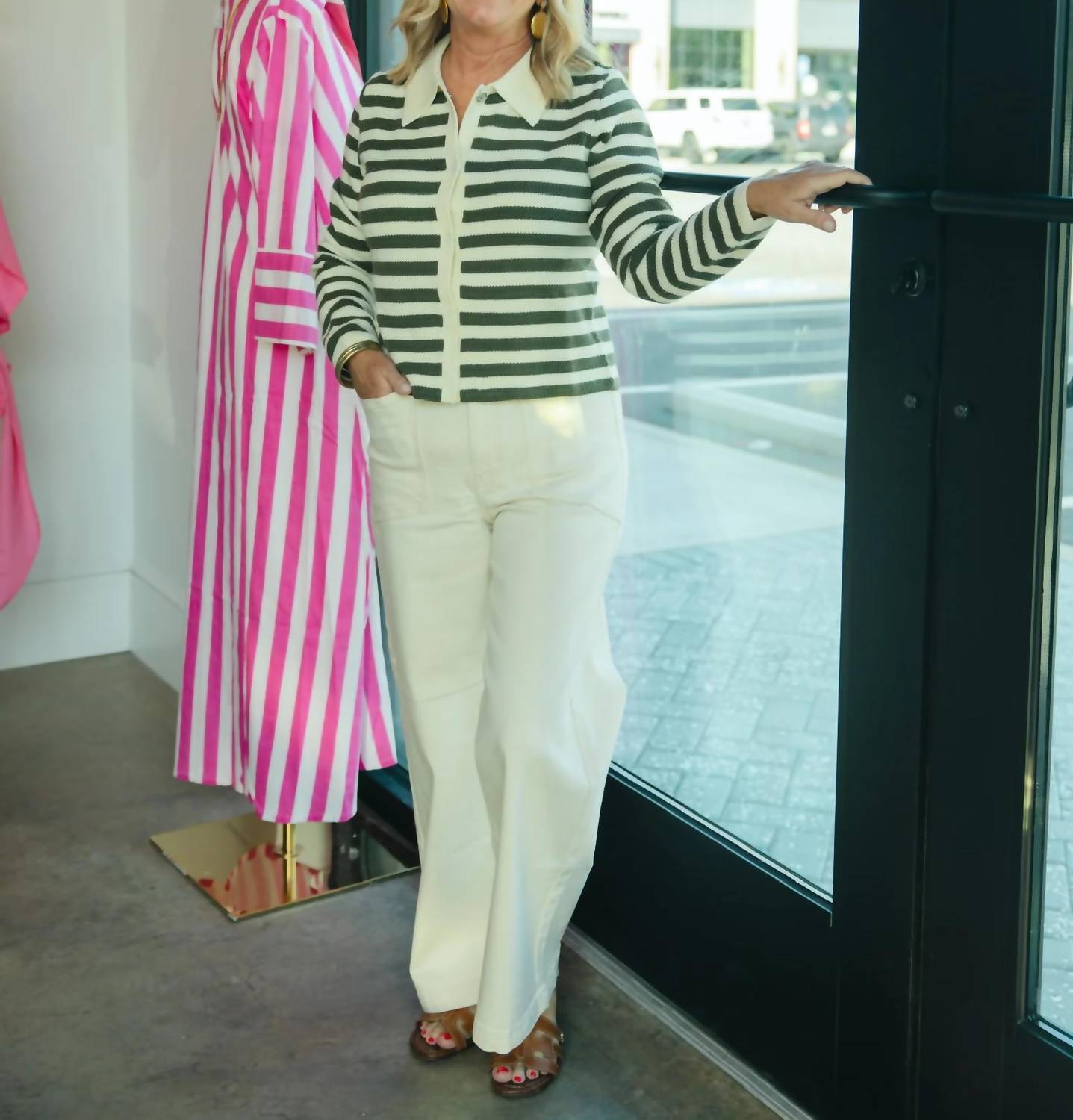 Thml - Striped Button Cardigan