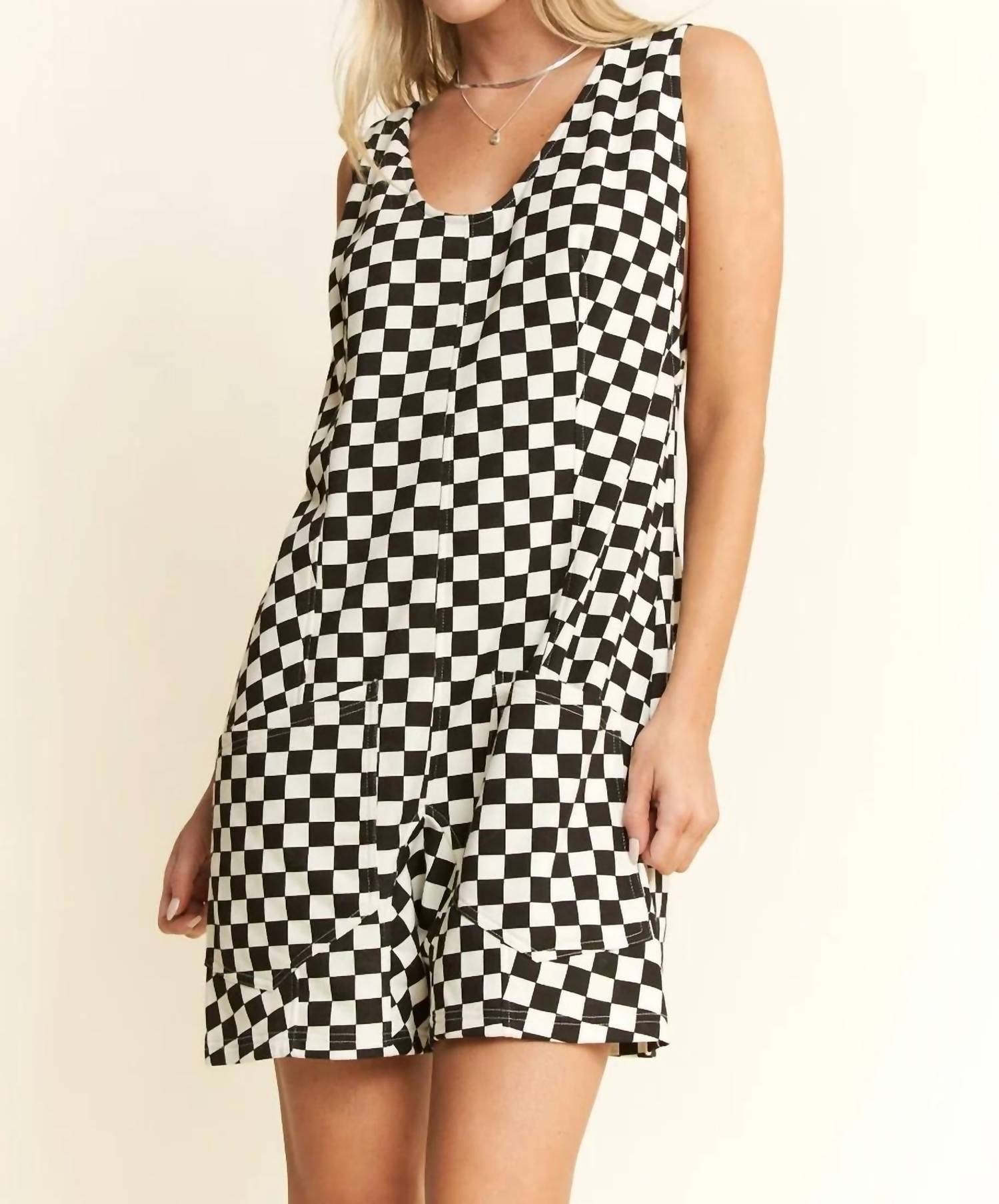Jade By Jane - Checkered Print Romper