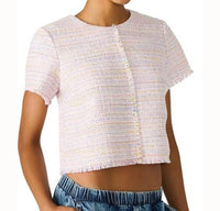 STEVE MADDEN Addie Top in blush plaid - women's blouse - detail view