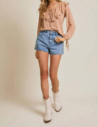 Gilli - Kyle Ruffle Detail Long Sleeve Top