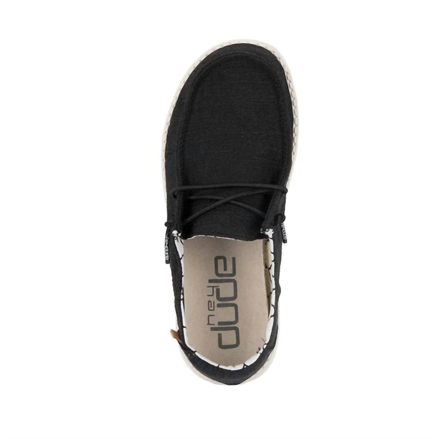 HEY DUDE Boy's Youth Wendy Linen Sneakers in black - kids' sneaker - alternate view