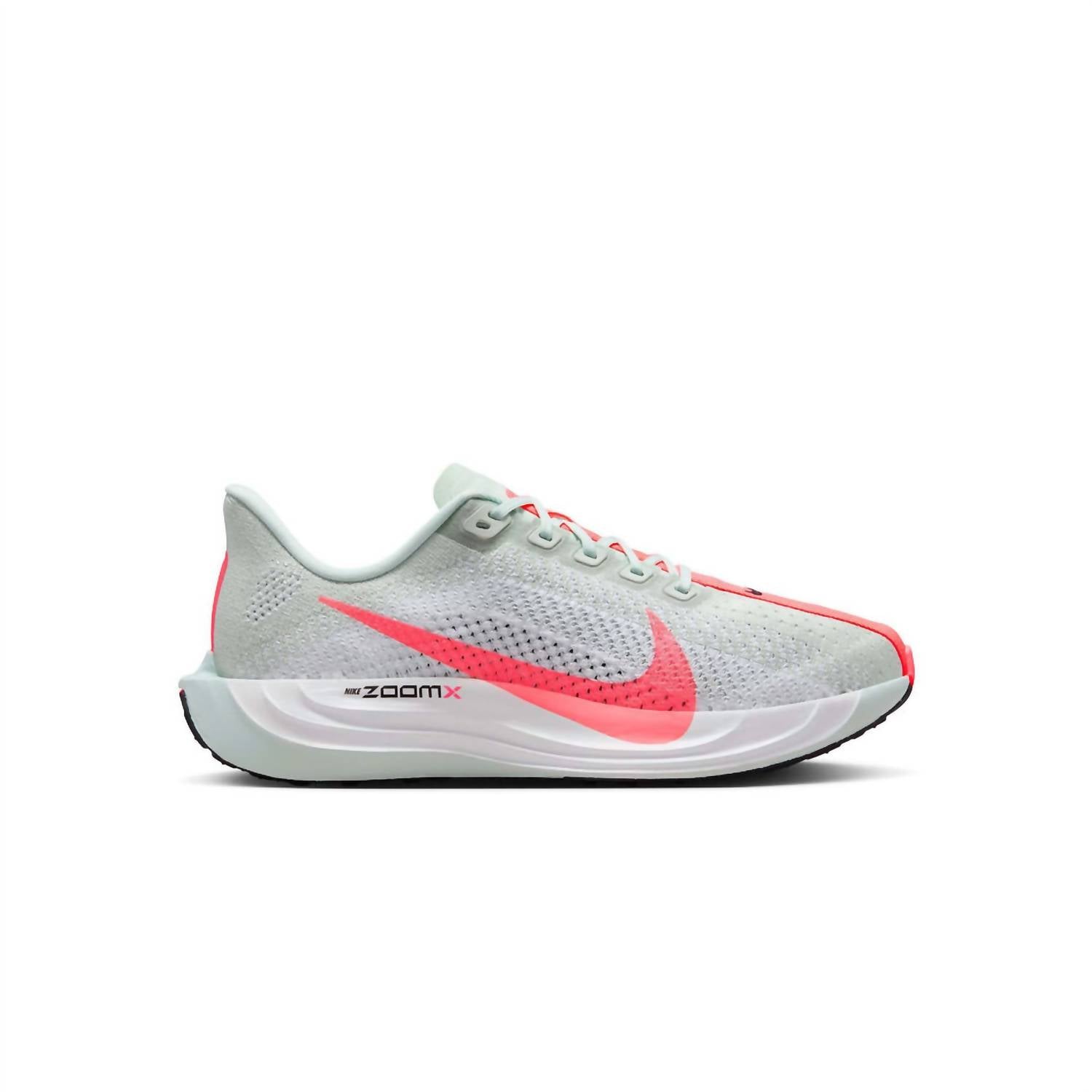 NIKE Women's Pegasus Plus Shoe in barely grey hot punch white black - women's shoe - detail view