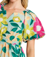 Umgee - Floral Balloon Sleeve Midi Dress