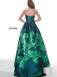 Jovani - Strapless Floral Prom Gown
