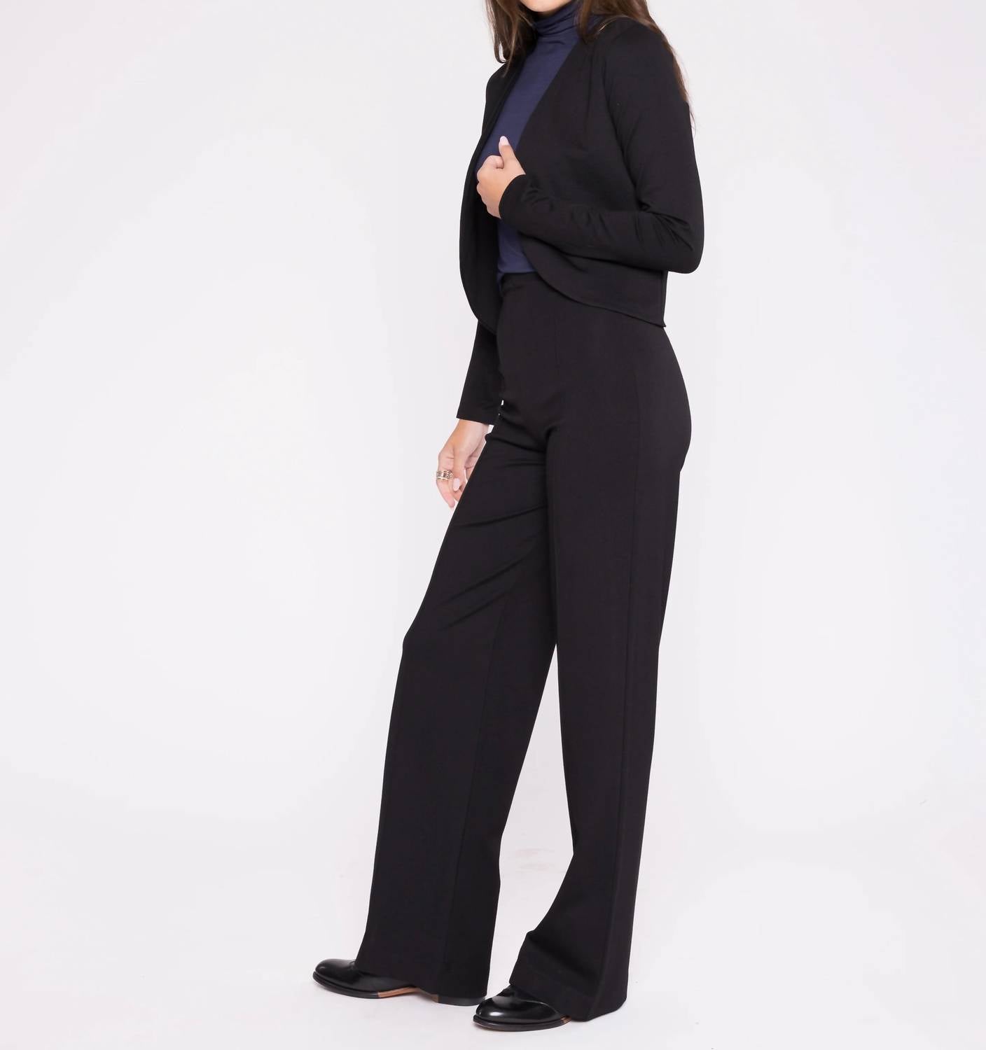 RIPLEY RADER Ponte Knit Bolero Top in black - women's jacket - detail view