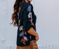 Johnny Was Mixed Media Dolman Blouse in gineva 1 - women's blouse - alternate view
