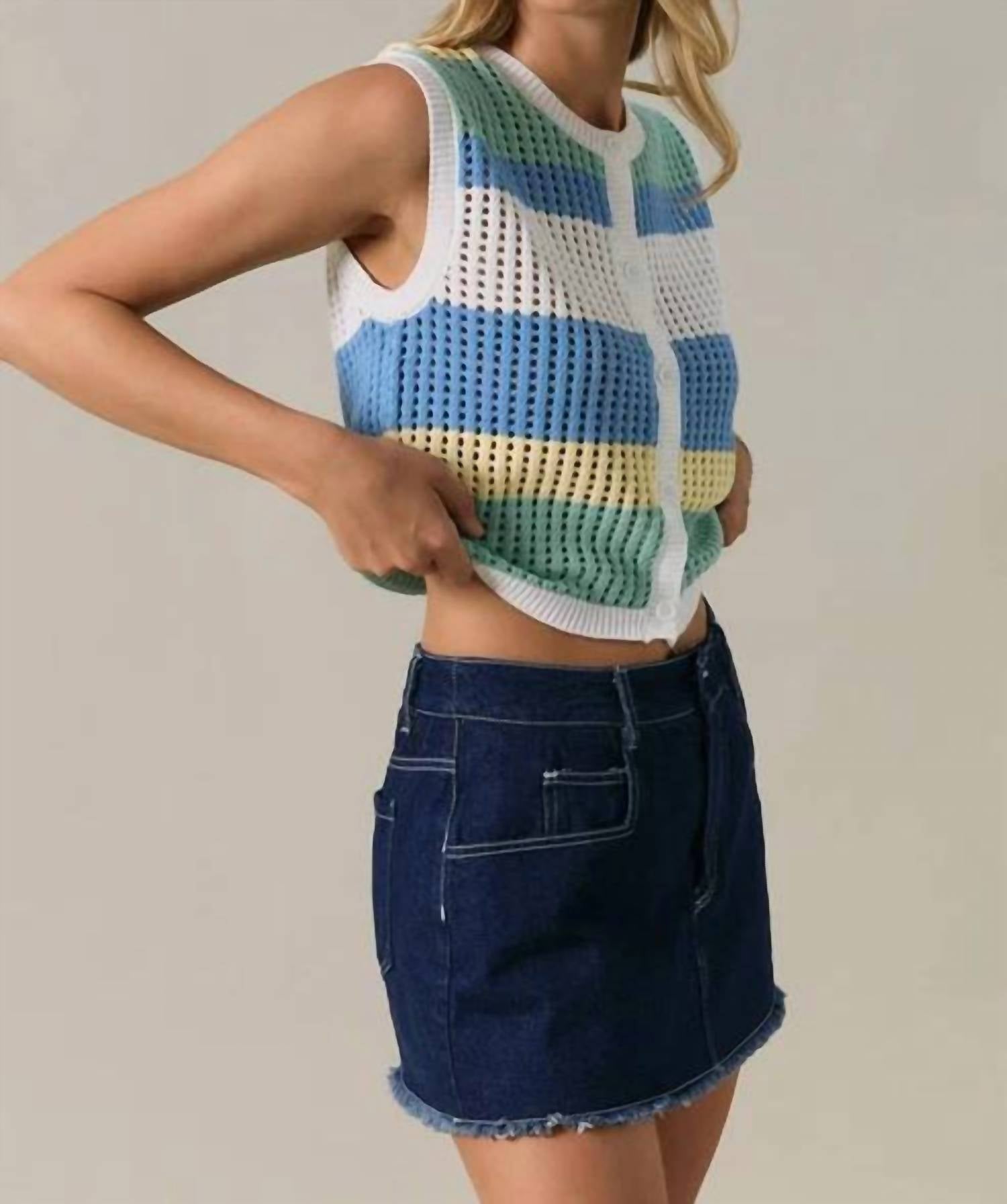 Sunday Edition - Color Block Knit Sweater Vest