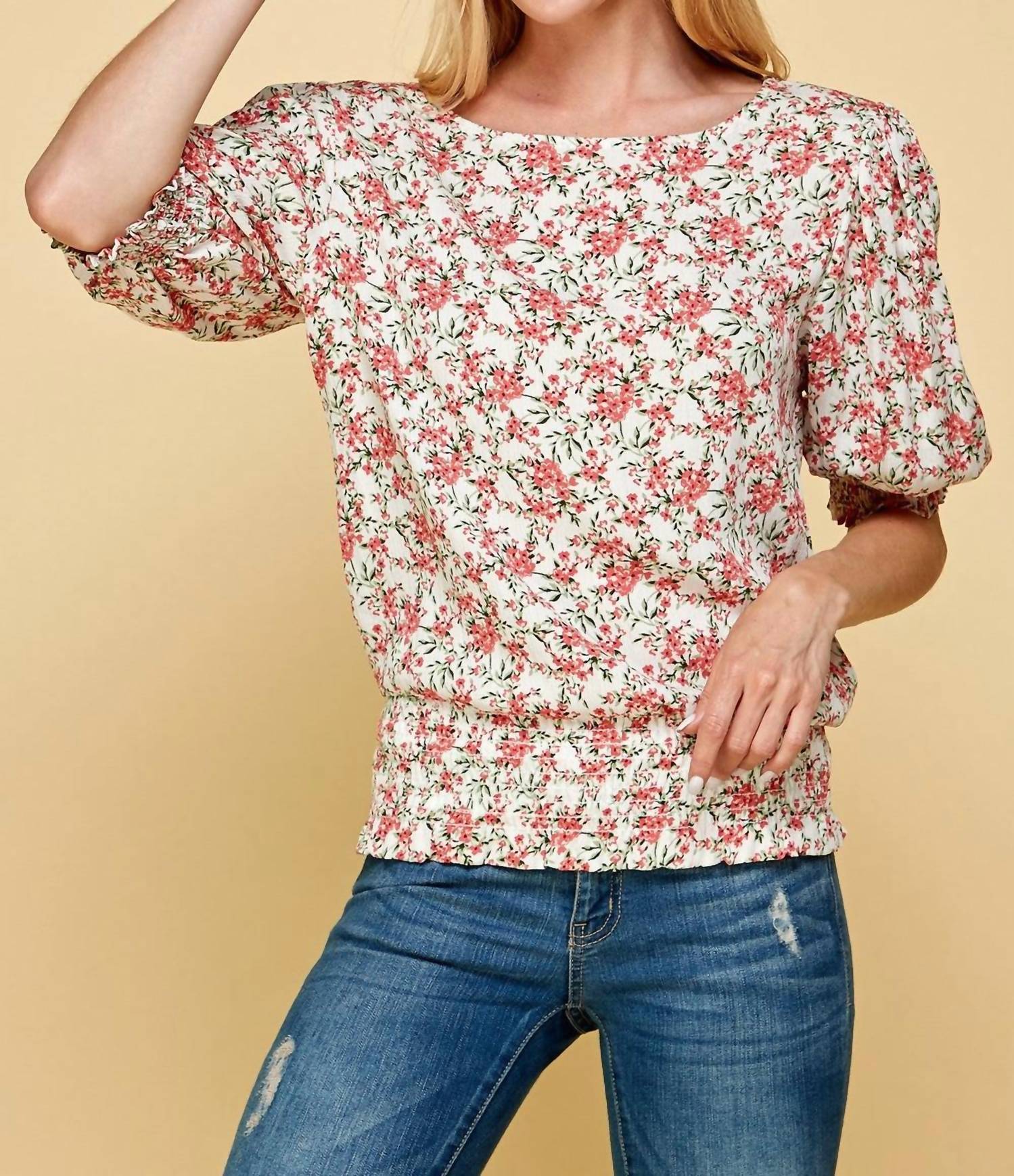 Les Amis - Smocked Floral Blouse