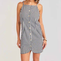 Sadie & Sage - Women's Mustang Gingham Buttoned Mini Dress
