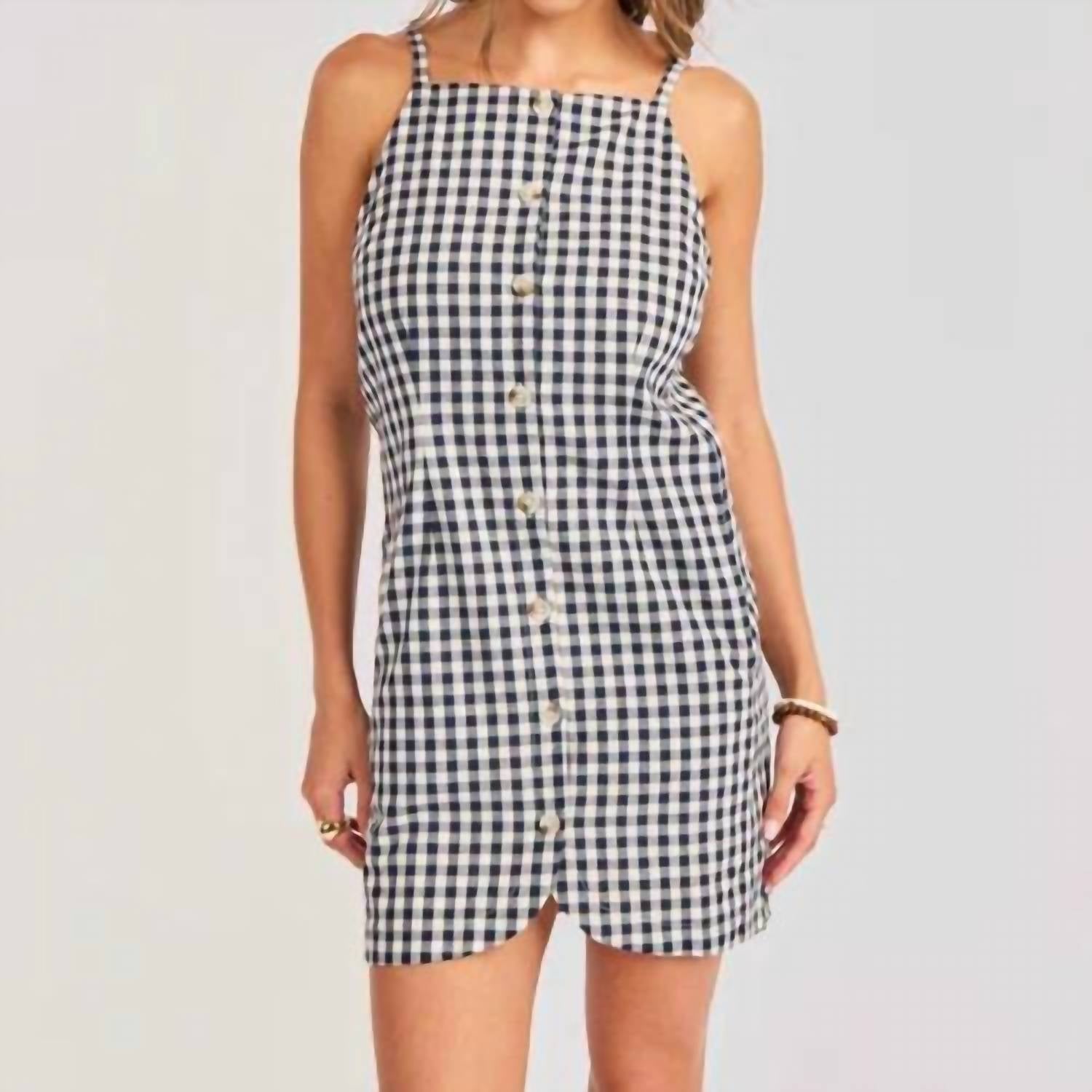 Sadie & Sage - Women's Mustang Gingham Buttoned Mini Dress