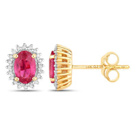 Diana M Jewels Women's Oval Natural Ruby Stud Earrings (1.16 Ct) - Petite in 14k yellow gold - women's jewelry - alternate view