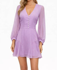 Amanda Uprichard Chiffon Mini Dress in lavender - women's dress